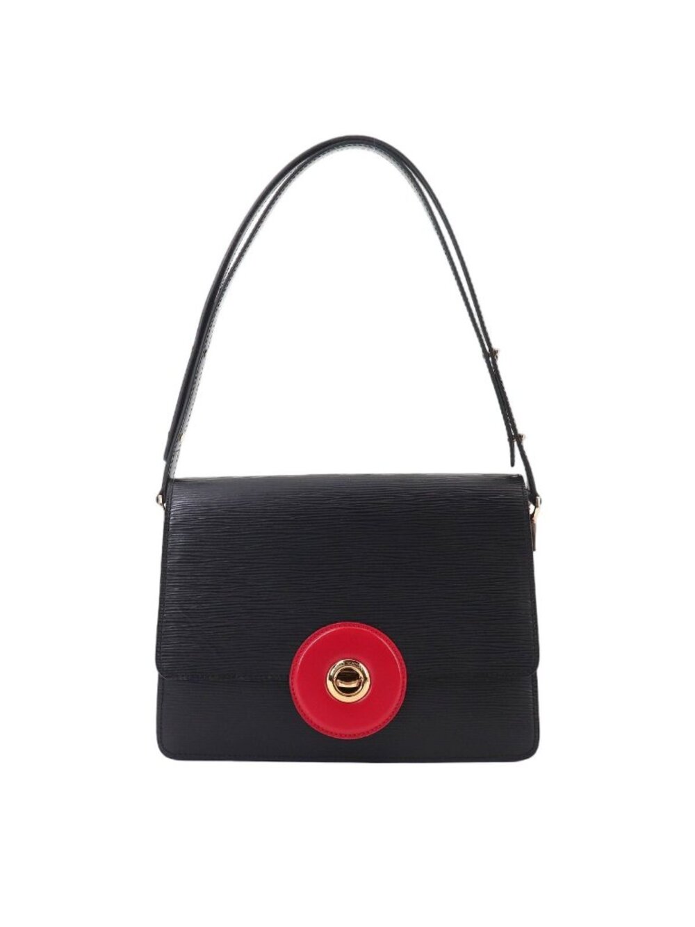 Louis Vuitton Epi Run Shoulder Bag Leather Black Red Gold